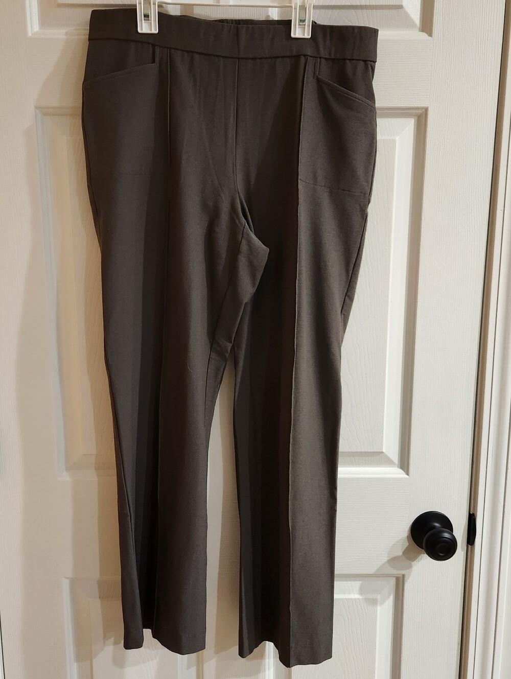 EILEEN FISHER Stretch Viscose Straight Leg Pull On Pants Front Seam Medium